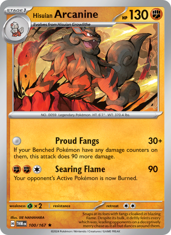Hisuian Arcanine (100/167) Reverse Holo card image