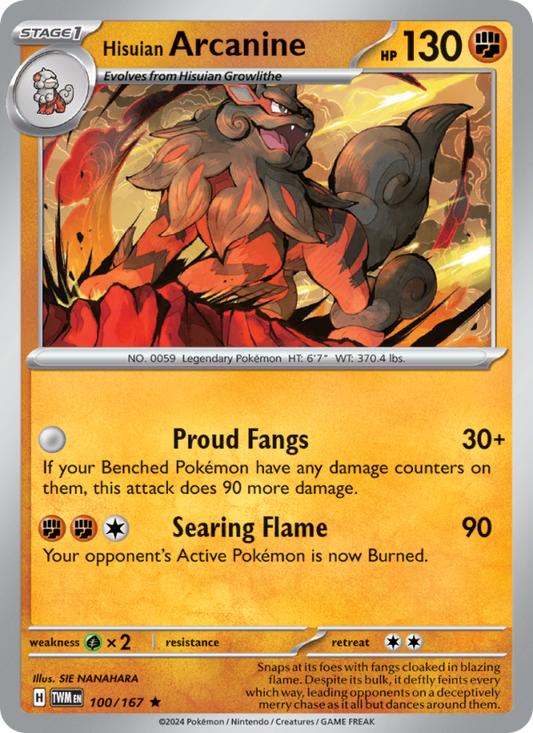 Hisuian Arcanine (100/167) Reverse Holo card image