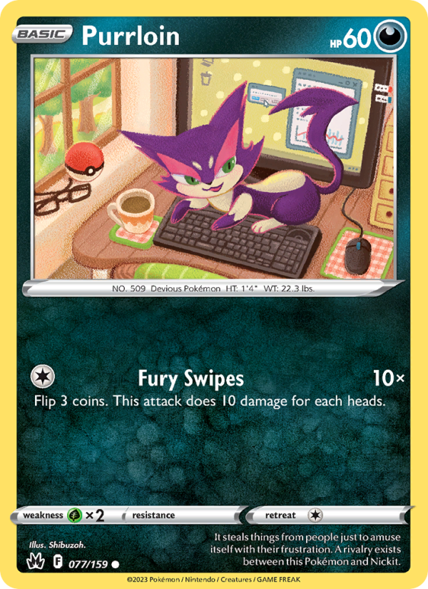 Purrloin (077/159) Reverse Holo card image