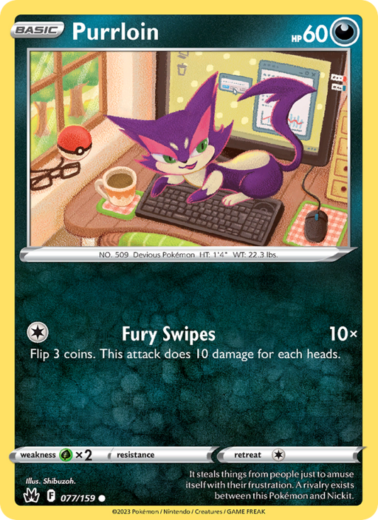 Purrloin (077/159) Reverse Holo card image