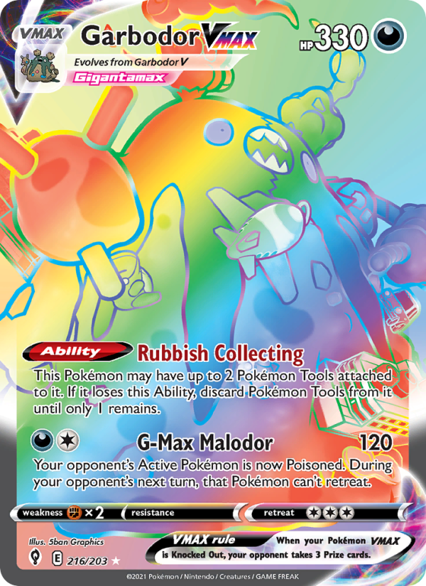 Garbodor VMAX (216/203) Holographic card image