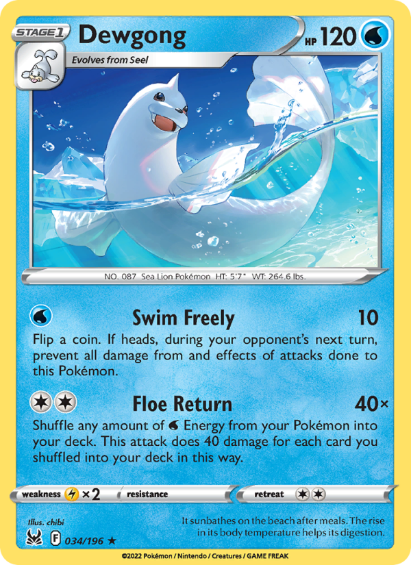 Dewgong (034/196) Reverse Holo card image