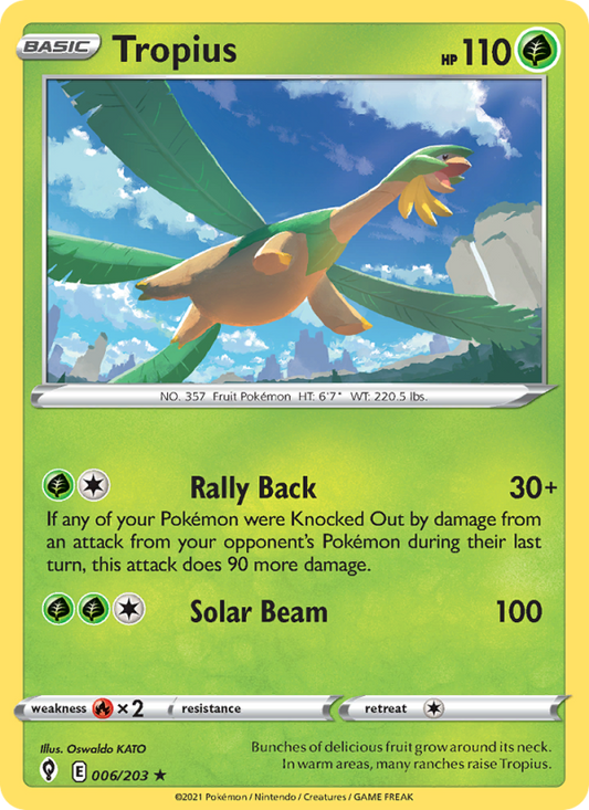 Tropius (006/203) Reverse Holo card image