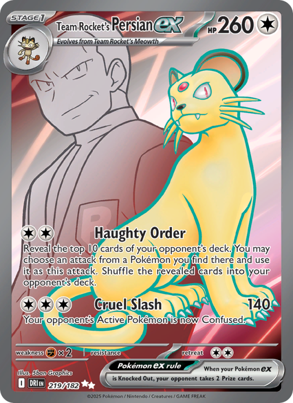 Team Rocket's Persian ex (219/182) Reverse Holo card image