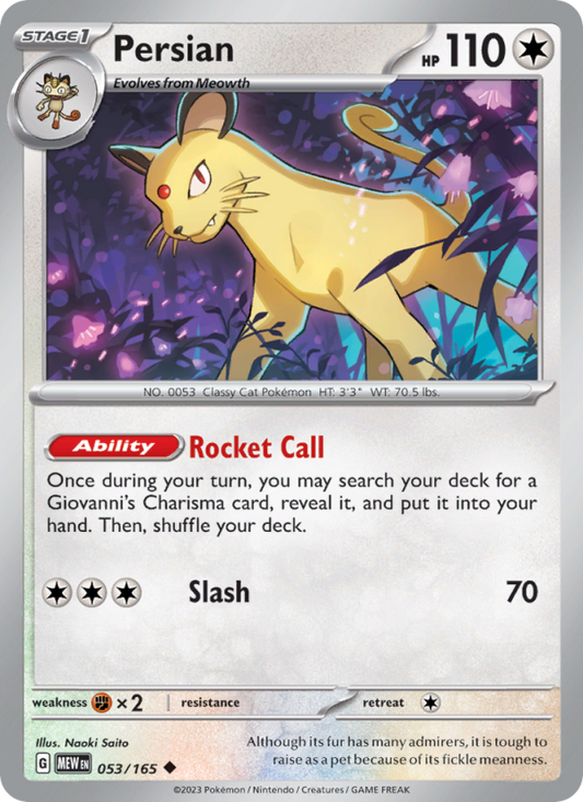 Persian (053/165) Reverse Holo card image