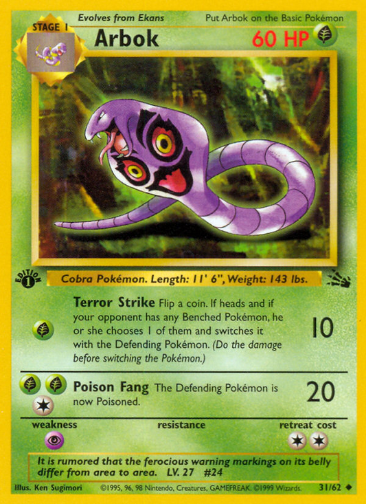 Arbok (031/62) Reverse Holo card image