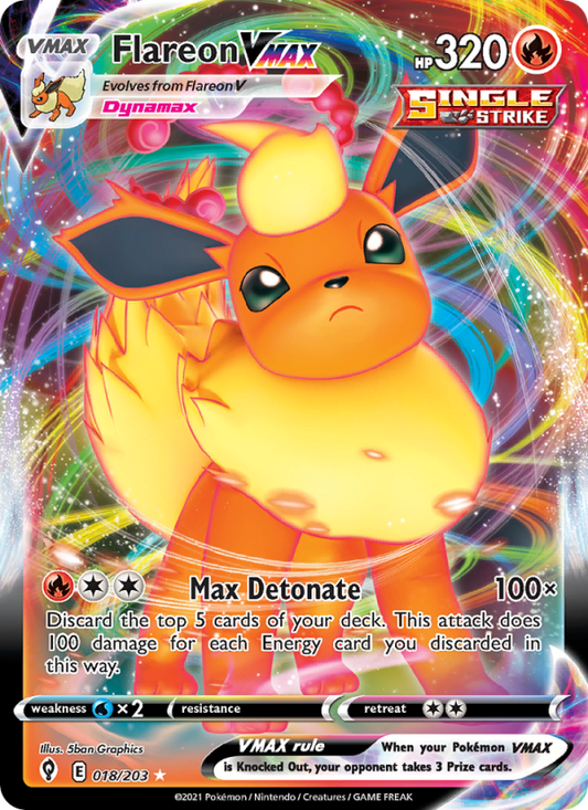 Flareon VMAX (018/203) Holographic card image