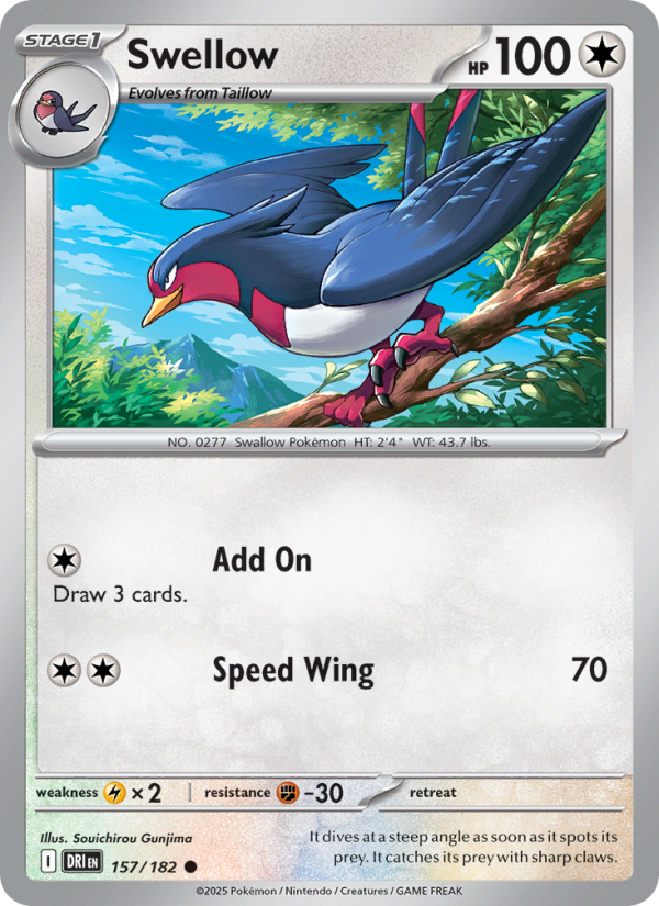 Swellow (157/182) Reverse Holo card image