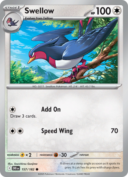 Swellow (157/182) Reverse Holo card image