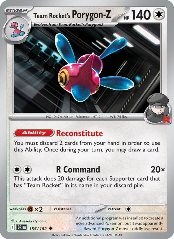Team Rocket's Porygon-Z (155/182) Reverse Holo card image