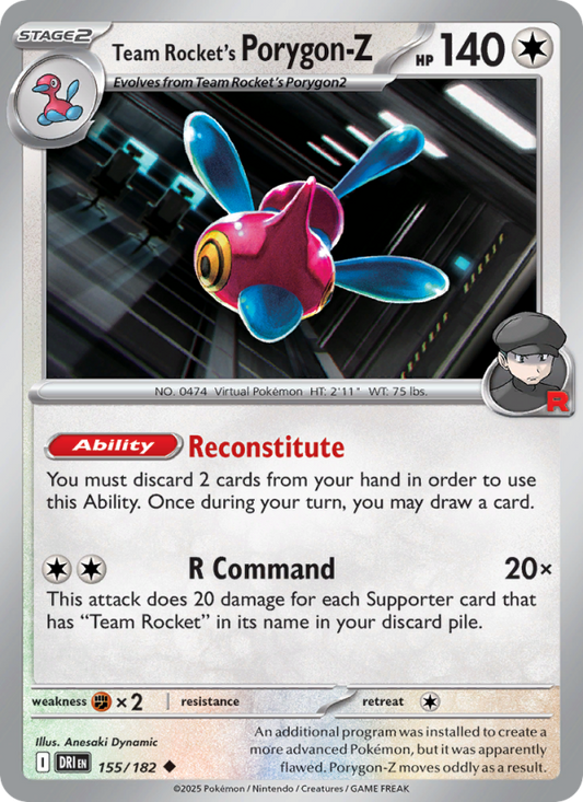 Team Rocket's Porygon-Z (155/182) Reverse Holo card image