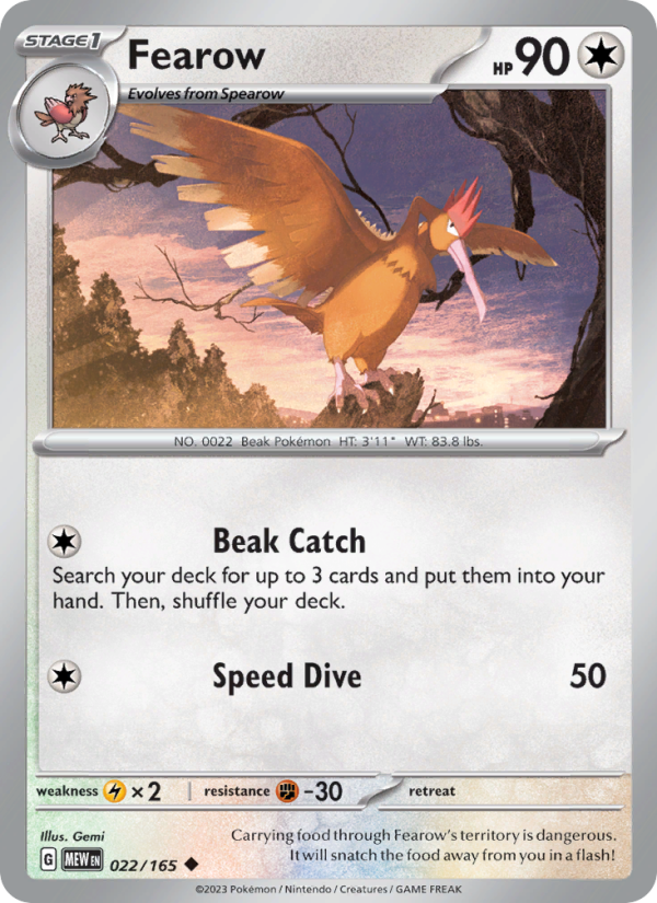 Fearow (022/165) Reverse Holo card image