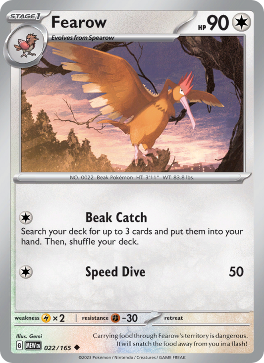 Fearow (022/165) Reverse Holo card image