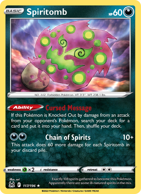 Spiritomb (117/196) Reverse Holo card image