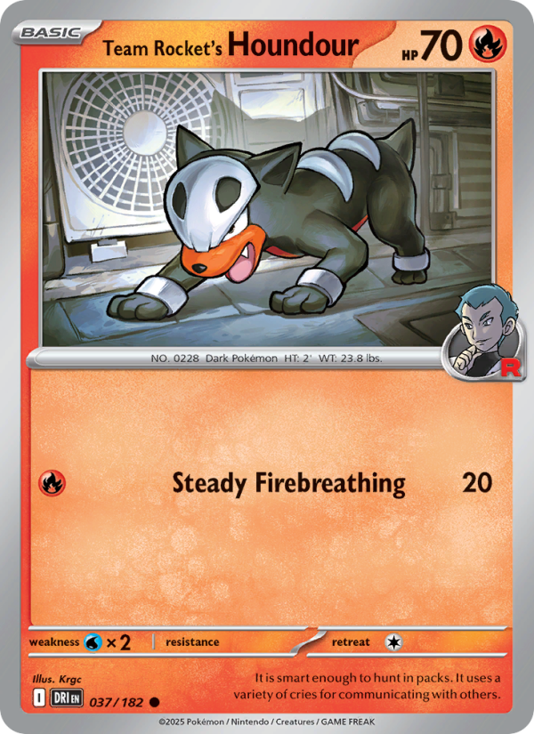 Team Rocket's Houndour (037/182) Reverse Holo card image