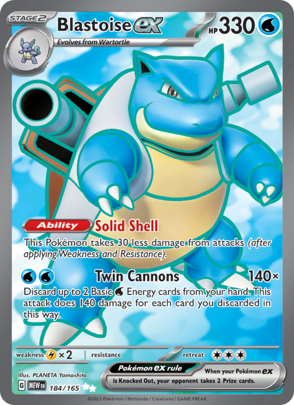 Blastoise ex (184/165) Holographic card image