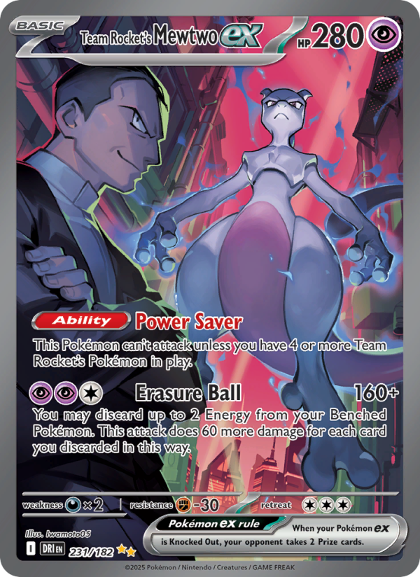 Team Rocket's Mewtwo ex (231/182) Reverse Holo card image
