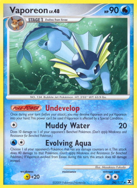 Vaporeon (034/111) Reverse Holo card image
