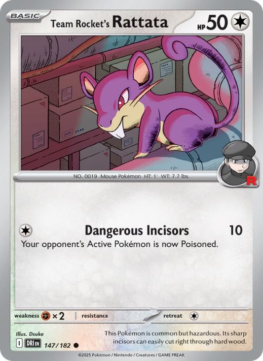 Team Rocket's Rattata (147/182) Reverse Holo card image
