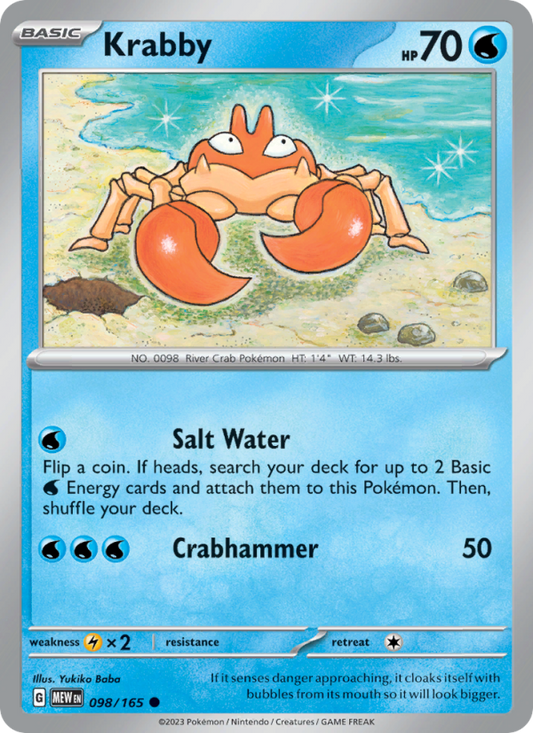 Krabby (098/165) Reverse Holo card image