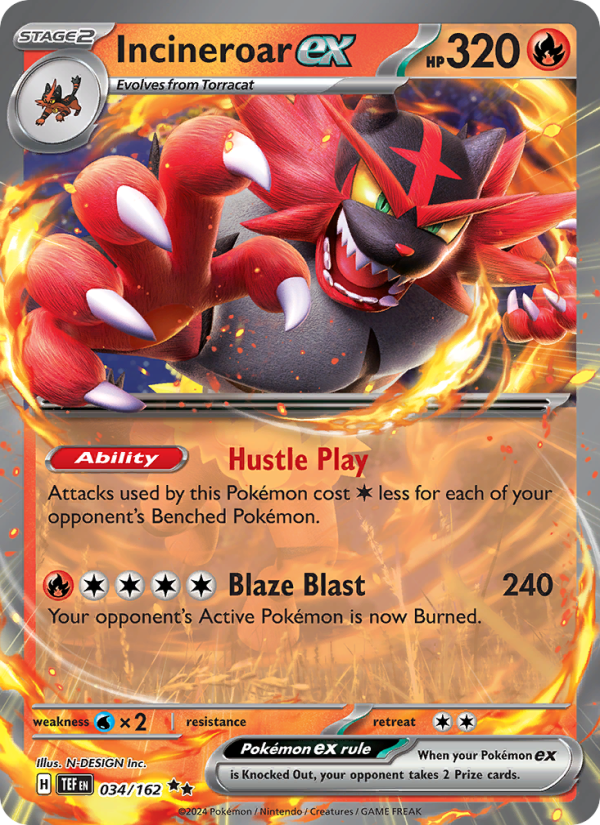 Incineroar ex (034/162) Holographic card image