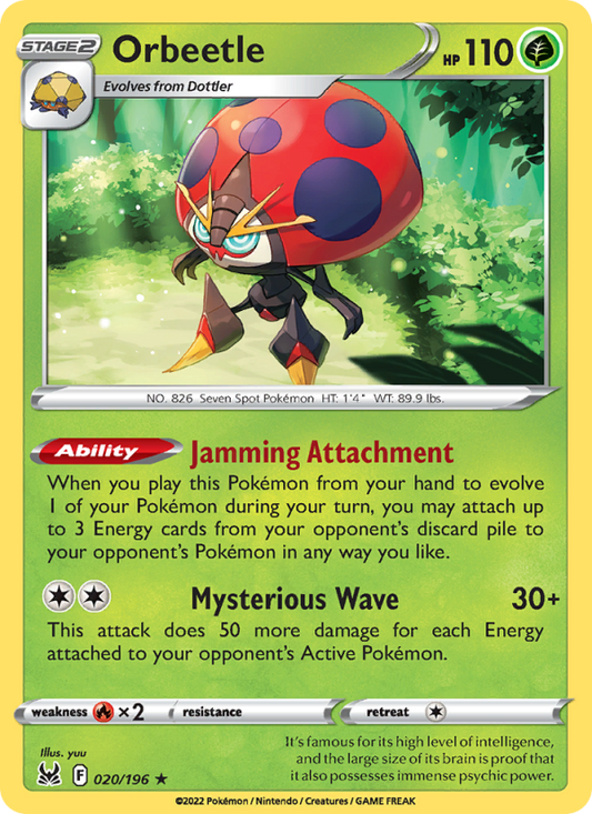 Orbeetle (020/196) Reverse Holo card image