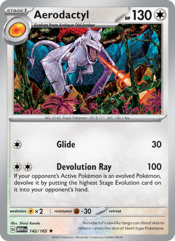 Aerodactyl (142/165) Reverse Holo card image