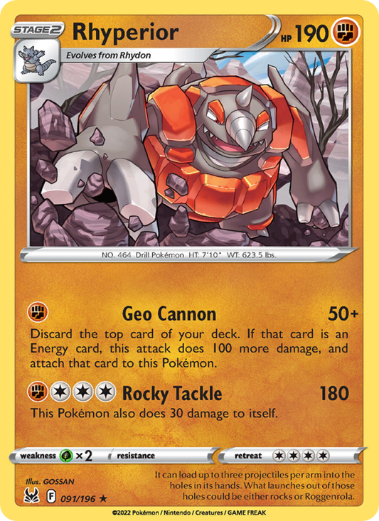 Rhyperior (091/196) Reverse Holo card image