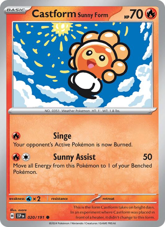 Castform Sunny Form (020/191) Reverse Holo card image