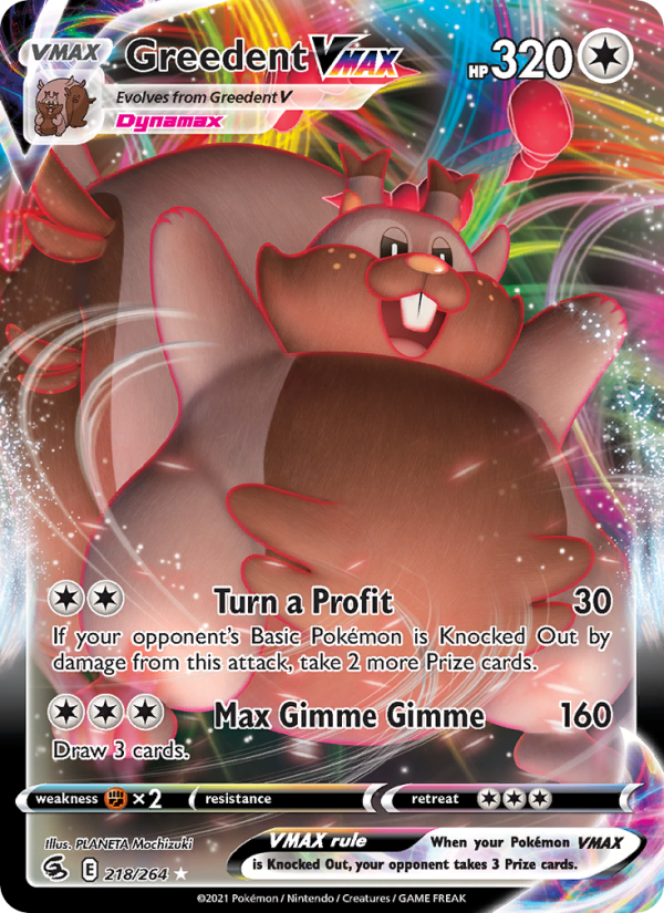 Greedent VMAX (218/264) Holographic card image