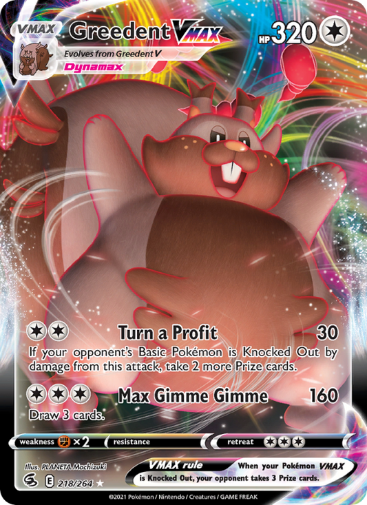 Greedent VMAX (218/264) Holographic card image