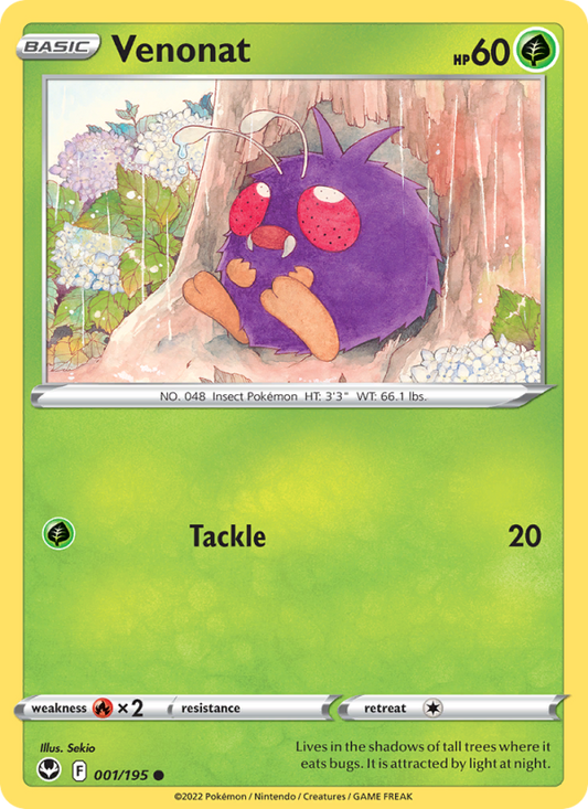 Venonat (001/195) Reverse Holo card image