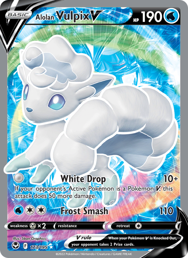 Alolan Vulpix V (173/195) Holographic card image