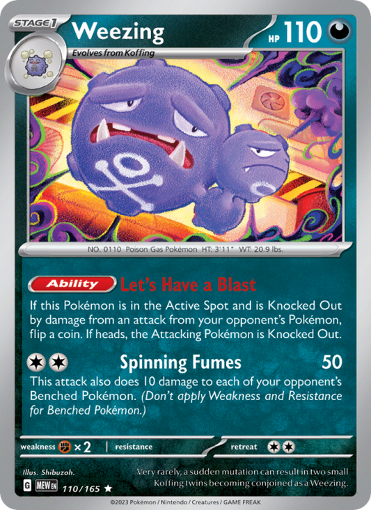 Weezing (110/165) Reverse Holo card image
