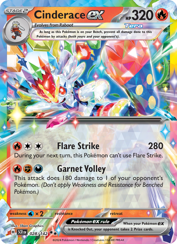 Cinderace ex (028/142) Holographic card image