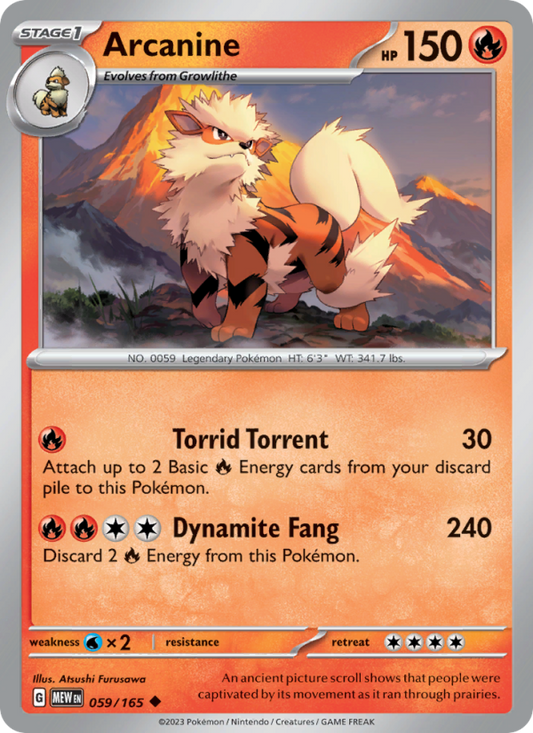 Arcanine (059/165) Reverse Holo card image