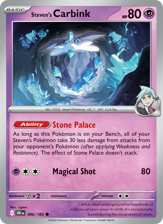 Steven's Carbink (086/182) Reverse Holo card image