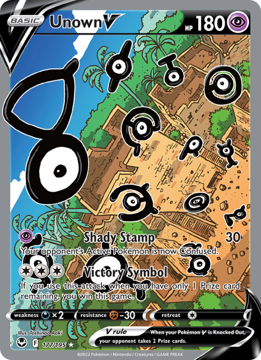 Unown V (177/195) Holographic card image