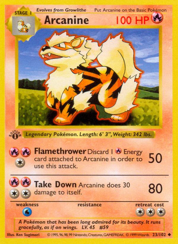 Arcanine (023/102) Reverse Holo card image