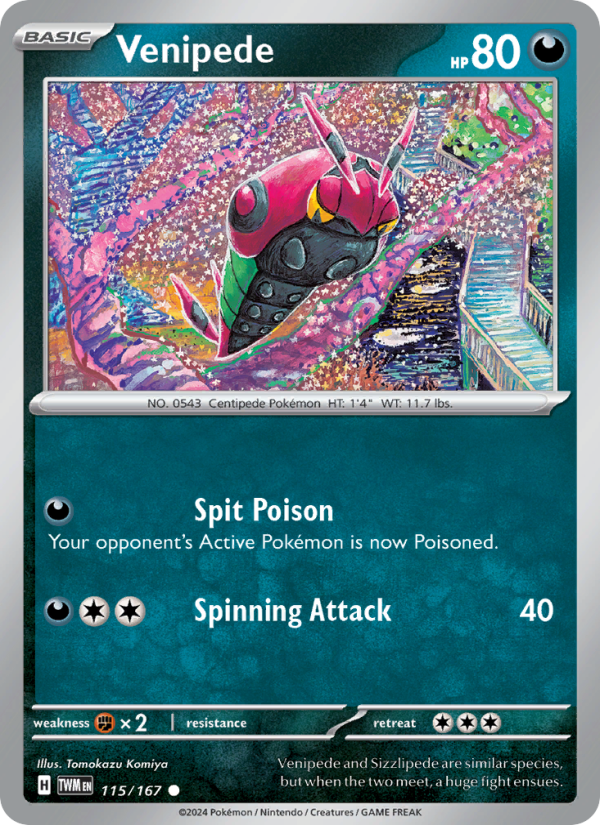Venipede (115/167) Reverse Holo card image