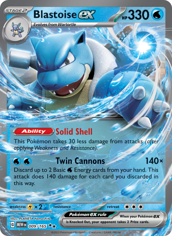 Blastoise ex (009/165) Holographic card image