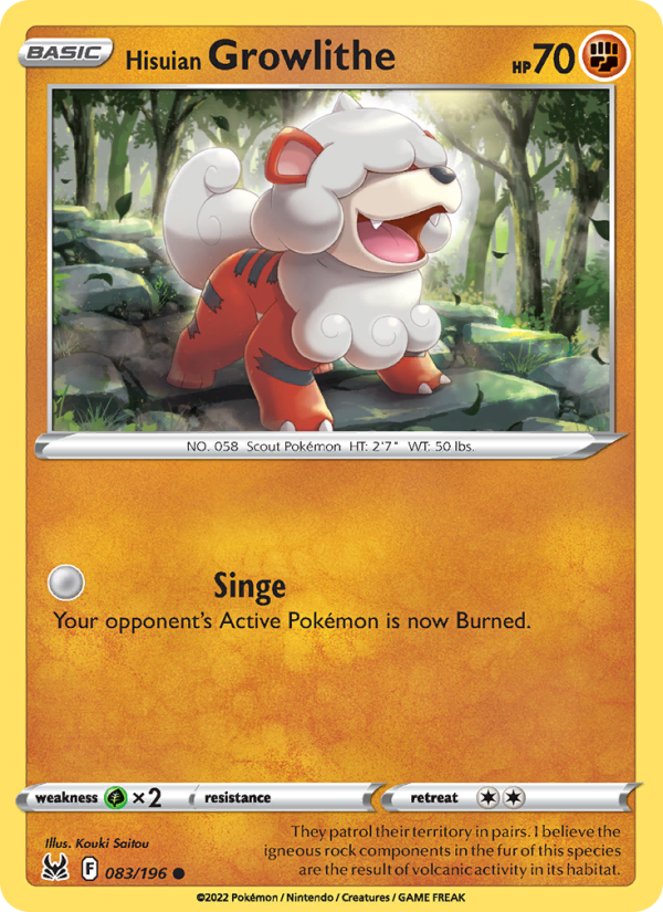 Hisuian Growlithe (083/196) Reverse Holo card image