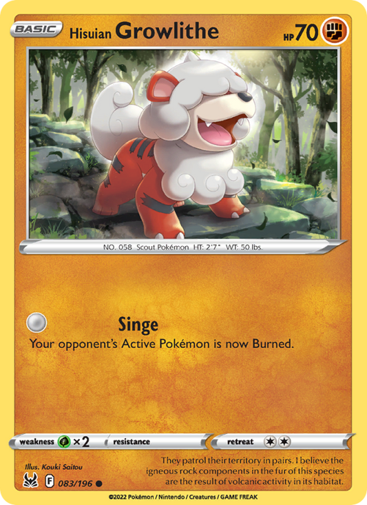 Hisuian Growlithe (083/196) Reverse Holo card image