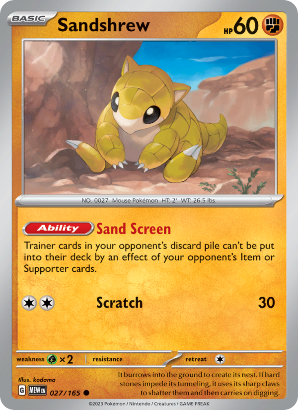 Sandshrew (027/165) Reverse Holo card image