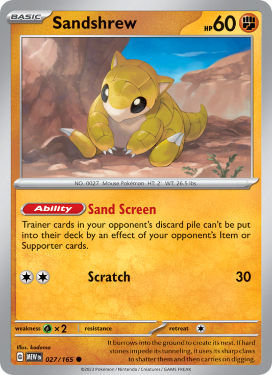 Sandshrew (027/165) Reverse Holo card image