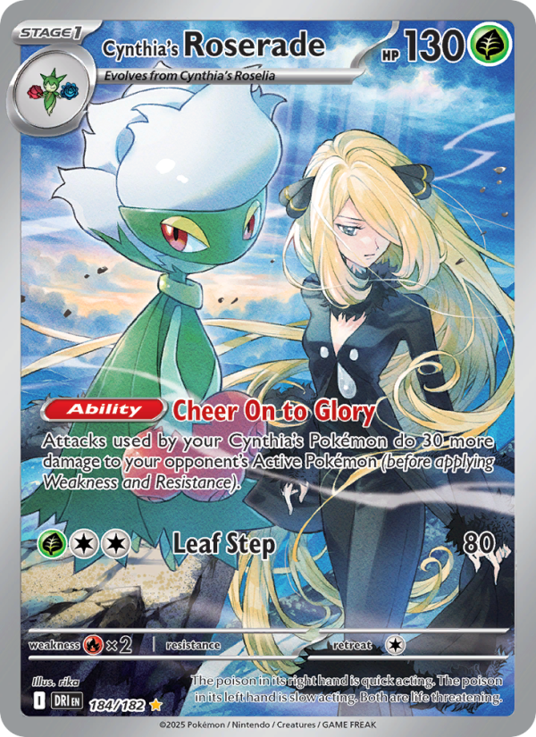 Cynthia's Roserade (184/182) Reverse Holo card image