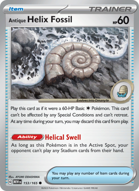 Antique Helix Fossil (153/165) Reverse Holo card image