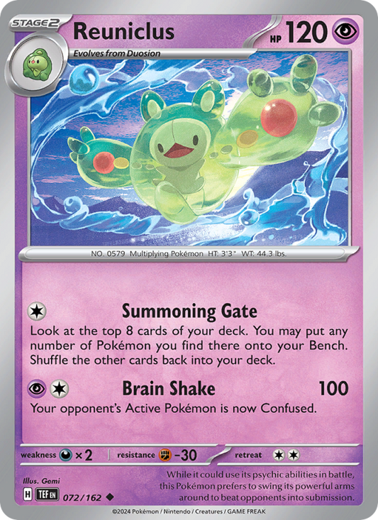 Reuniclus (072/162) Reverse Holo card image