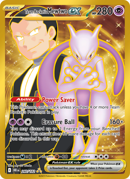 Team Rocket's Mewtwo ex (240/182) Reverse Holo card image