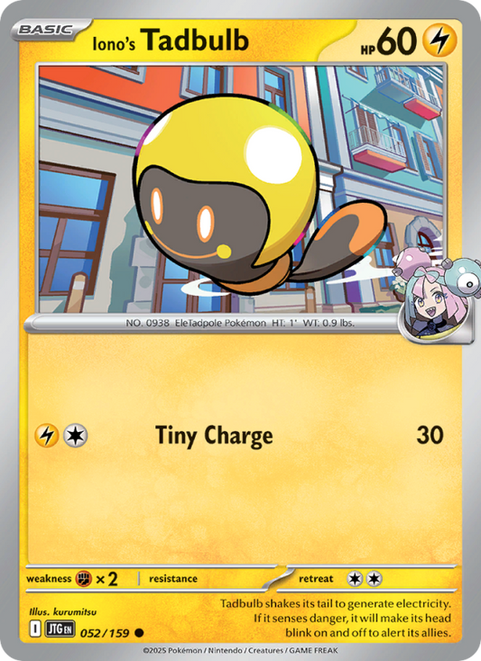Iono's Tadbulb (052/159) Reverse Holo card image